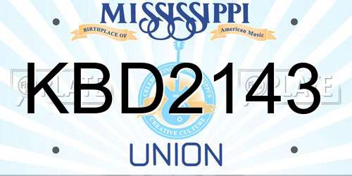 KBD2143 Mississippi License Plate