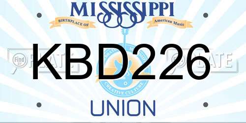 KBD226 Mississippi License Plate