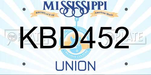 KBD452 Mississippi License Plate