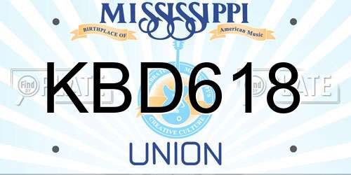 KBD618 Mississippi License Plate
