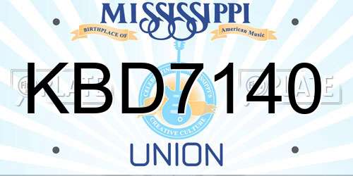 KBD7140 Mississippi License Plate
