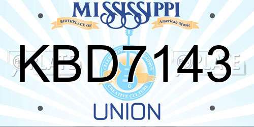 KBD7143 Mississippi License Plate