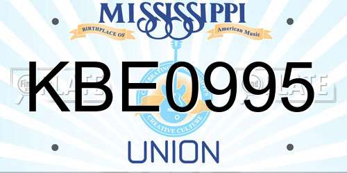 KBE0995 Mississippi License Plate