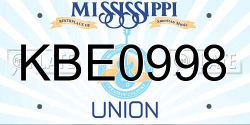 KBE0998 Mississippi License Plate