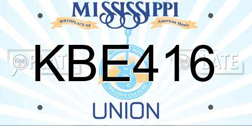 KBE416 Mississippi License Plate
