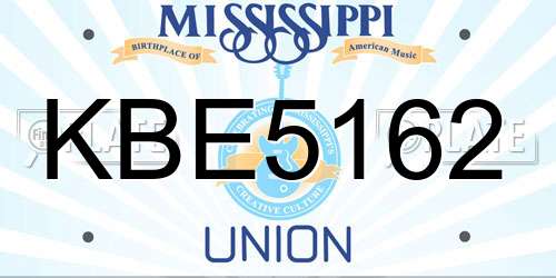 KBE5162 Mississippi License Plate