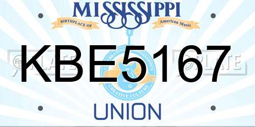 KBE5167 Mississippi License Plate