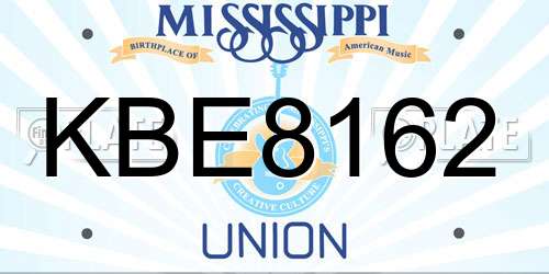 KBE8162 Mississippi License Plate