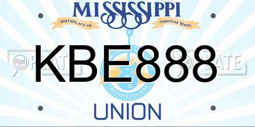 KBE888 Mississippi License Plate