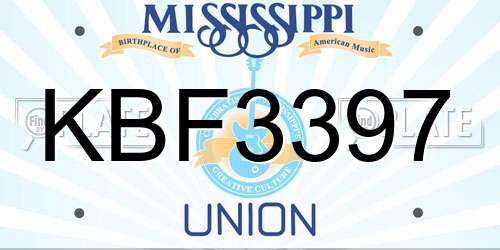 KBF3397 Mississippi License Plate
