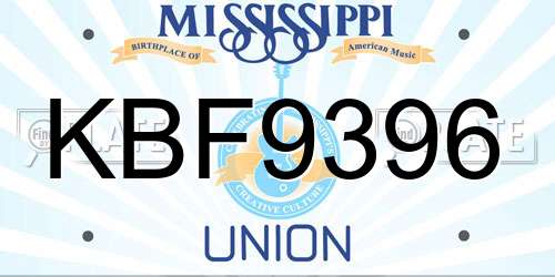 KBF9396 Mississippi License Plate