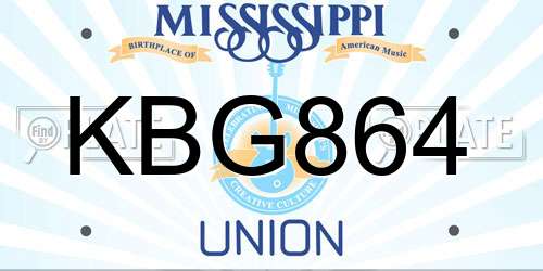 KBG864 Mississippi License Plate