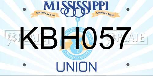 KBH057 Mississippi License Plate
