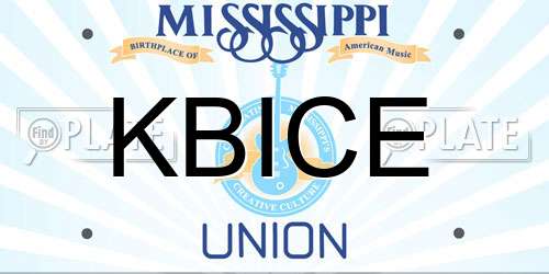 KBICE Mississippi License Plate