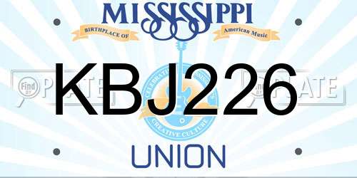 KBJ226 Mississippi License Plate