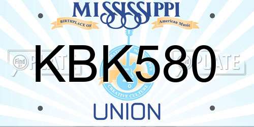 KBK580 Mississippi License Plate