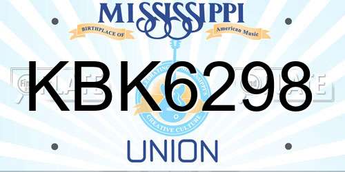 KBK6298 Mississippi License Plate