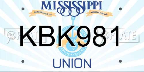 KBK981 Mississippi License Plate