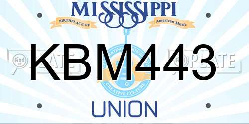KBM443 Mississippi License Plate