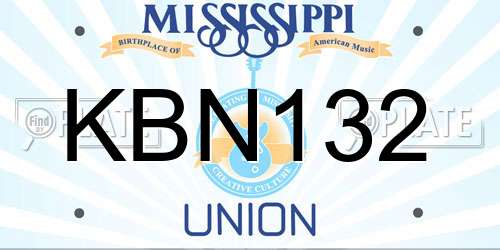 KBN132 Mississippi License Plate