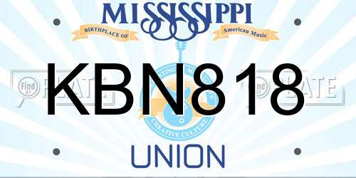 KBN818 Mississippi License Plate