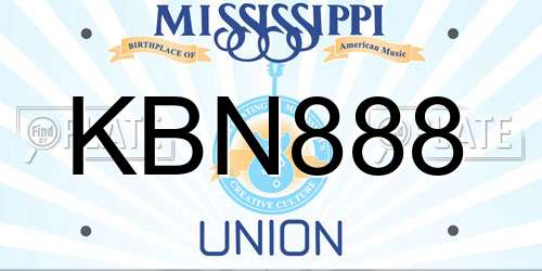KBN888 Mississippi License Plate