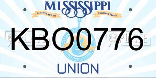 KBO0776 Mississippi License Plate