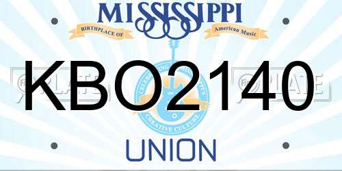 KBO2140 Mississippi License Plate