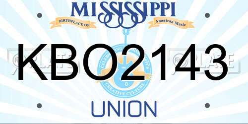 KBO2143 Mississippi License Plate