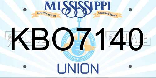 KBO7140 Mississippi License Plate