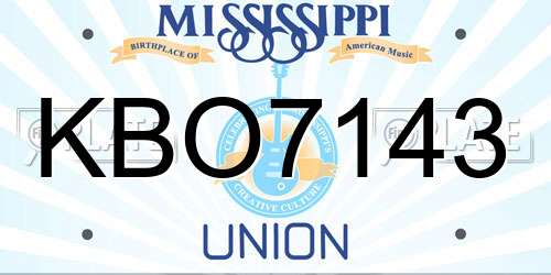 KBO7143 Mississippi License Plate