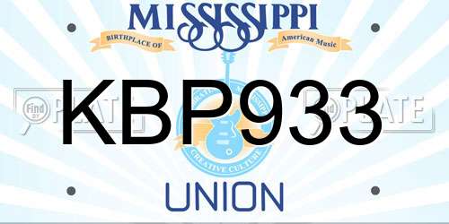 KBP933 Mississippi License Plate