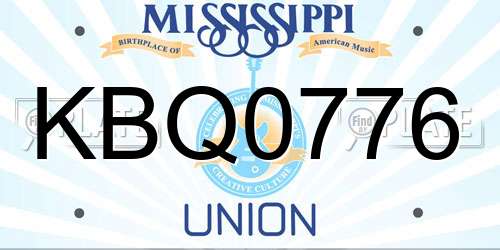 KBQ0776 Mississippi License Plate