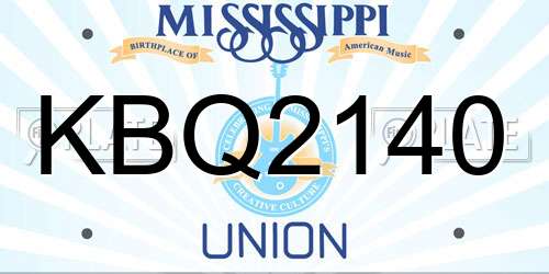 KBQ2140 Mississippi License Plate