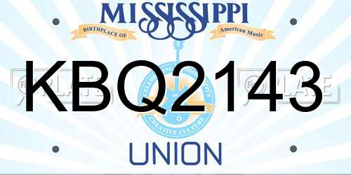 KBQ2143 Mississippi License Plate