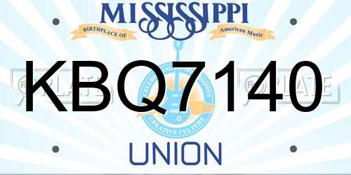 KBQ7140 Mississippi License Plate