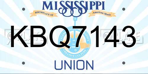 KBQ7143 Mississippi License Plate