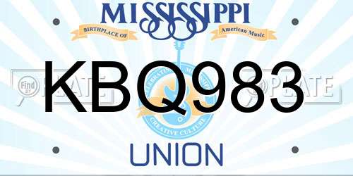 KBQ983 Mississippi License Plate