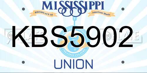 KBS5902 Mississippi License Plate