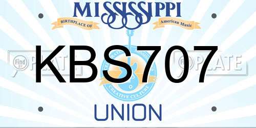 KBS707 Mississippi License Plate