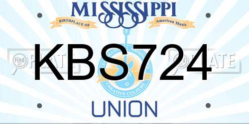 KBS724 Mississippi License Plate