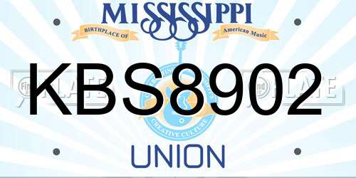 KBS8902 Mississippi License Plate