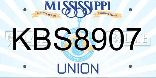 KBS8907 Mississippi License Plate