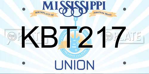 KBT217 Mississippi License Plate