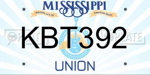 KBT392 Mississippi License Plate