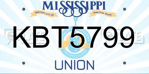 KBT5799 Mississippi License Plate