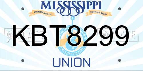 KBT8299 Mississippi License Plate