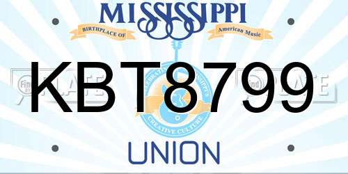 KBT8799 Mississippi License Plate