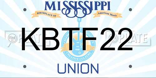 KBTF22 Mississippi License Plate