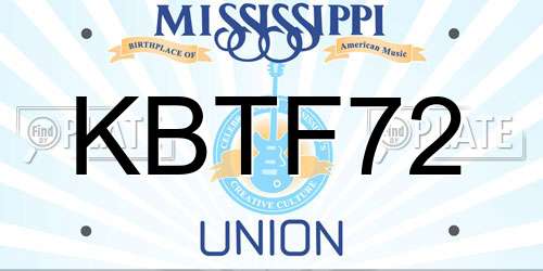 KBTF72 Mississippi License Plate